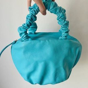Maryam Nassir Zadeh Margarita leather bag scrunchie handle cerulean blue MNZ